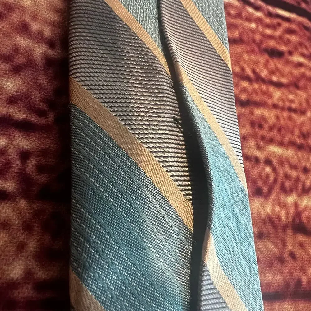 Joseph Abboud 100% Silk Skinny Tie 58x3 Striped Blue Purple Gold Retro Classic